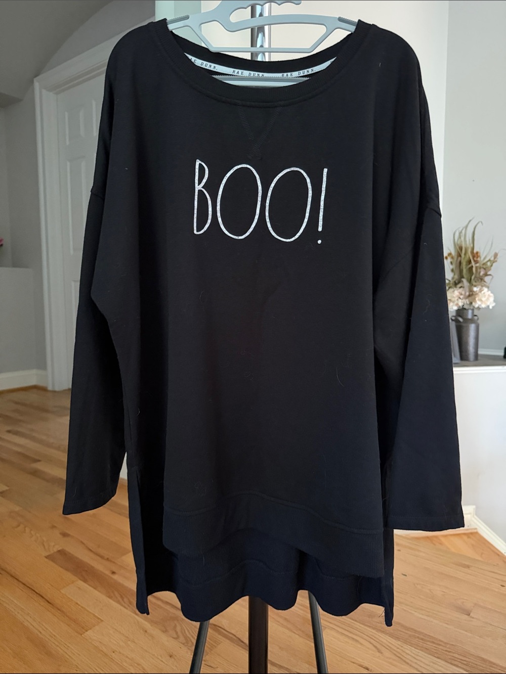 Rae Dunn 2X Black 'BOO!' Crewneck Tunic Sweatshirt